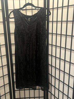 Roulette Black Sequin Front Sleeveless Dress Size XL | Party Cocktail Dress